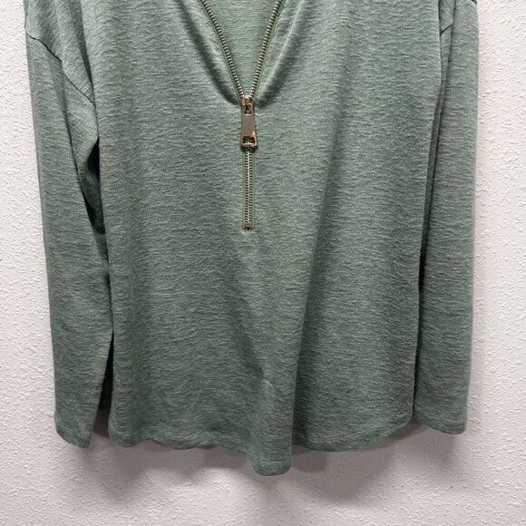 Soft Surroundings Style #2CU64 Green Valentina Zip Up Sweater Knit Top Size M - Picture 3 of 14